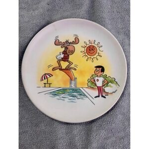 Vintage Bullwinkle Moose Jay Ward Melmac Plate Boonton Molding 8202-8 8 Inch